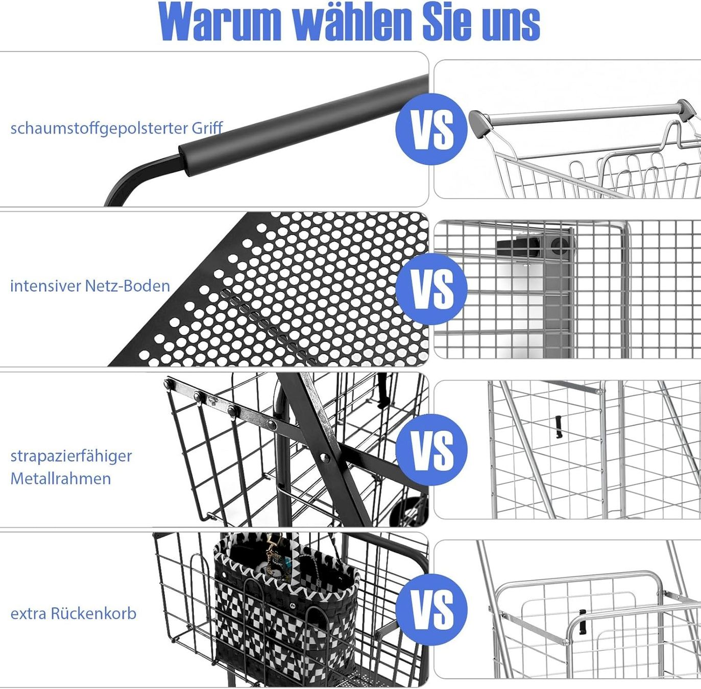 Altro per la casa: Klappbarer Einkaufstrolley auf Rollen – Nuovo e nell'imballaggio originale da Bottighofen venduto da zaap 2