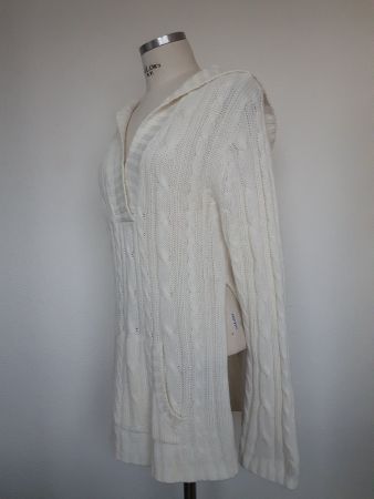 Natur Canada Strickpullover, Zopfmuster, Kapuze, Gr. S/M
