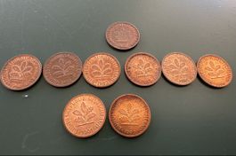 9x 1 Pfennig Deutschland Münzen