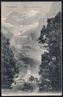 Grindelwald   Kirche  mit  Viescherhörner 1910
