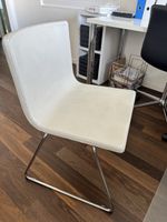 Esszimmerstuhl Leder cremefarben Metallgestell 4 Stck