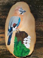 Frühlingsvogel gemalt auf Eichenbrett!
