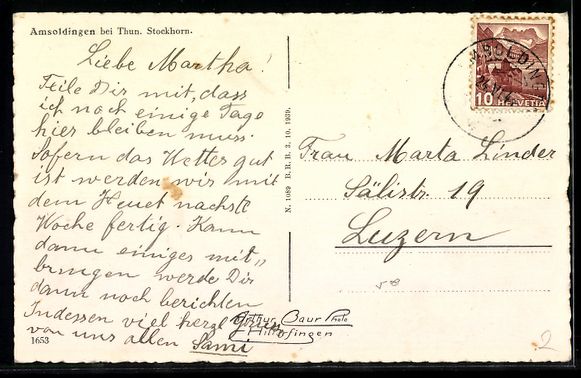 Cartes postales: Amsoldingen bei Thun, Kirche mit Stockho – D'occasion à Berlin par bartko-reher 1