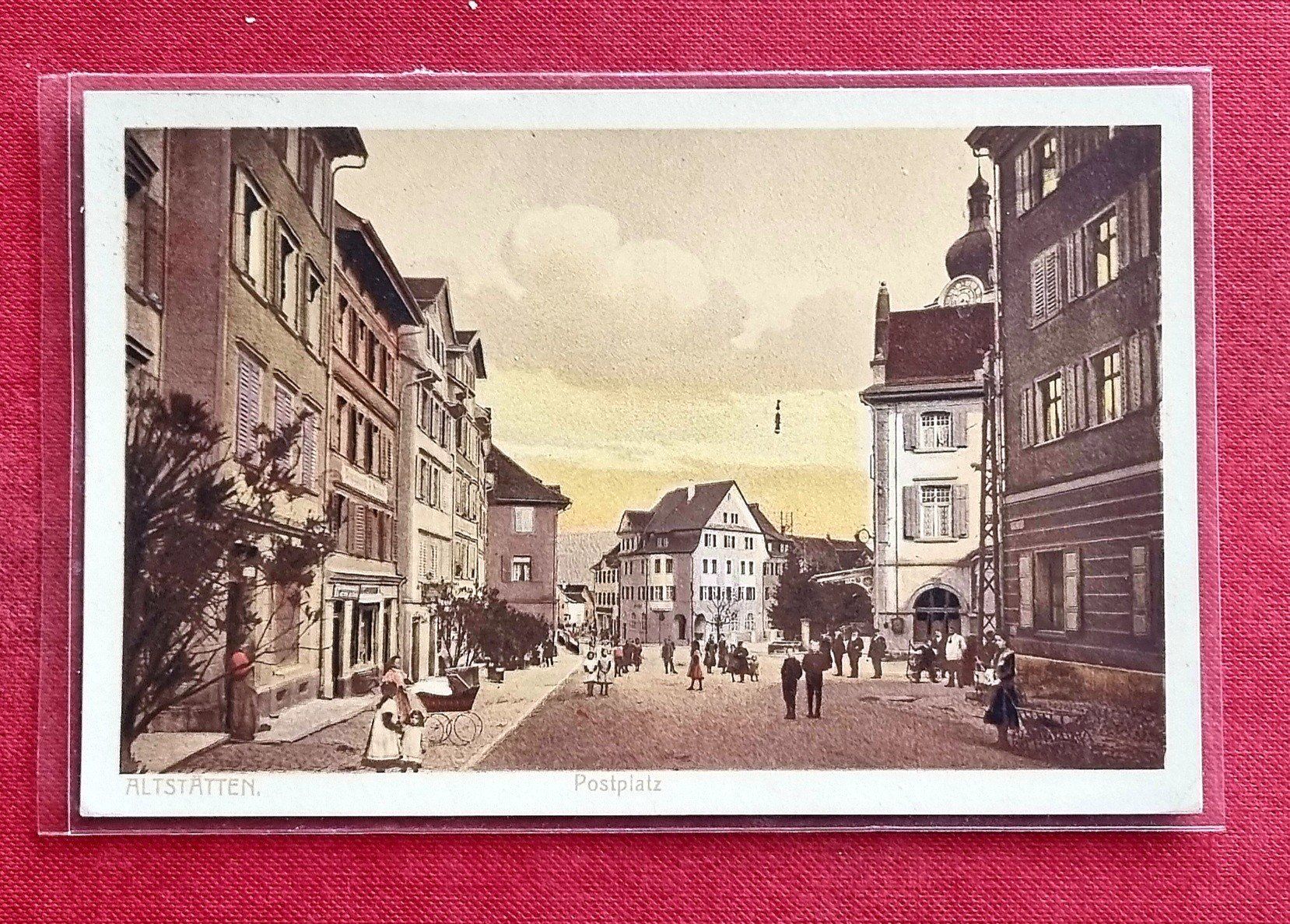 Cartoline postali: Altstätten - Postplatz belebt - 1916 – Usato da Rothrist venduto da RROENK