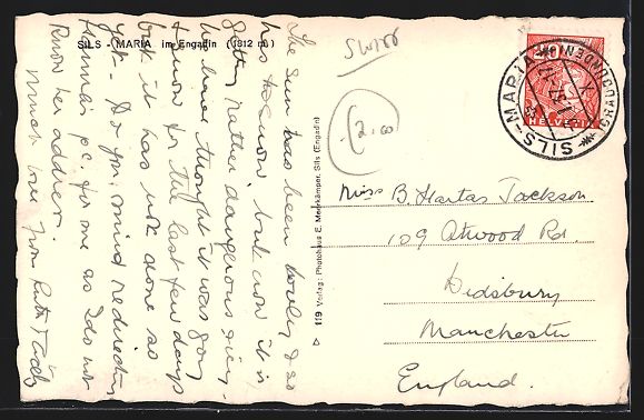 Cartoline postali: AK Sils-Maria, Teilansicht im Schnee – Usato da Berlin venduto da bartko-reher 1