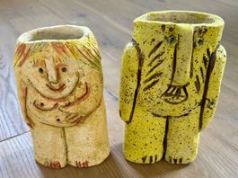2 x tolle Vase Gartenvase Ueli Schmutz Figur Blumentopf
