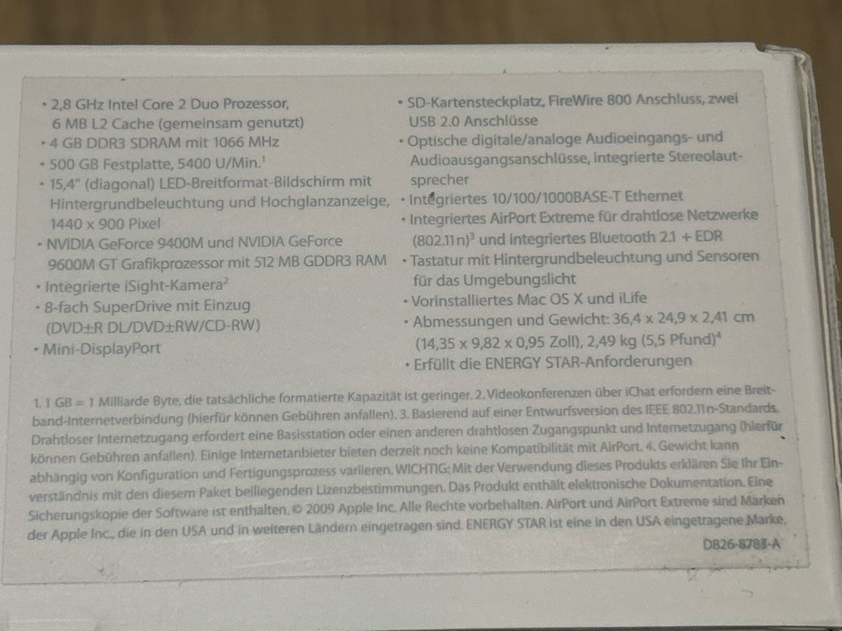 Apple Notebook: Apple MacBook Pro Mid2009, Model No A1286 – Usato da Zofingen venduto da energystar 1