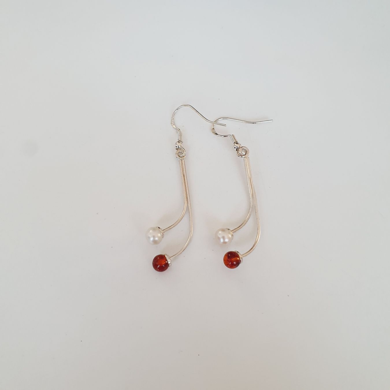 Orecchini pendenti & Orecchini a lobo: Elegante 925 Silber Ohrringe mit Amber & Perle – Nuovo (secondo la descrizione) da Kreuzlingen venduto da Wunderkiste123 6