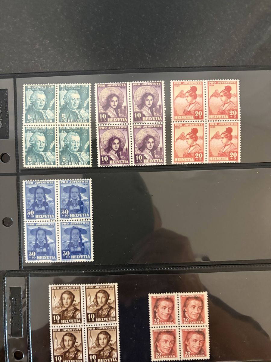 Alle Briefmarken: Pro Juventute 4er-Block postfrisch div. Jahre – Gebraucht aus Meierskappel von Hala03 2