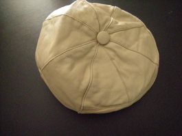 Echt Leder Mütze Cap Schildmütze M beige