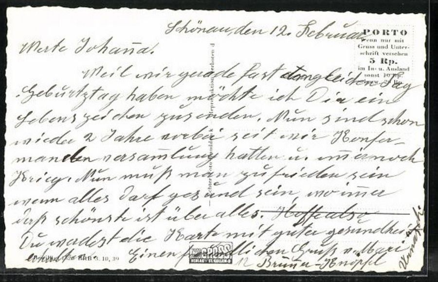 Cartoline postali: Schönau bei Urnäsch um 1937 – Usato da Frauenfeld venduto da POML 1