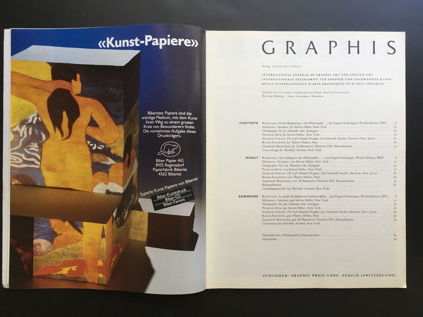 Zeitschriften & Magazine: Magazin: Graphis 243, Vol. 42, Mai/Juni 1986 – Gebraucht aus Basel von loukash 3