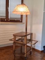 Antiker Beistellwagen mit Lampe, Vintage Rarität, 60er Jahre