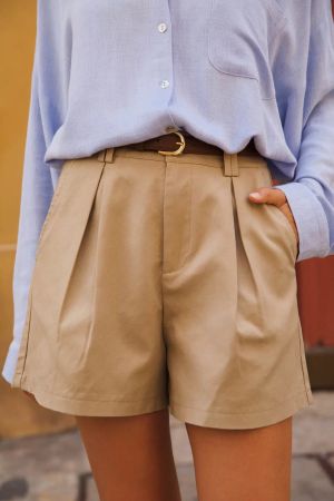 High Waist Shorts (Beige)