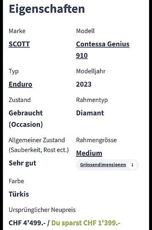 Velos: Scott Contessa MTB Downhill, Gr. M – Gebraucht aus Dättwil AG von nat_bj97