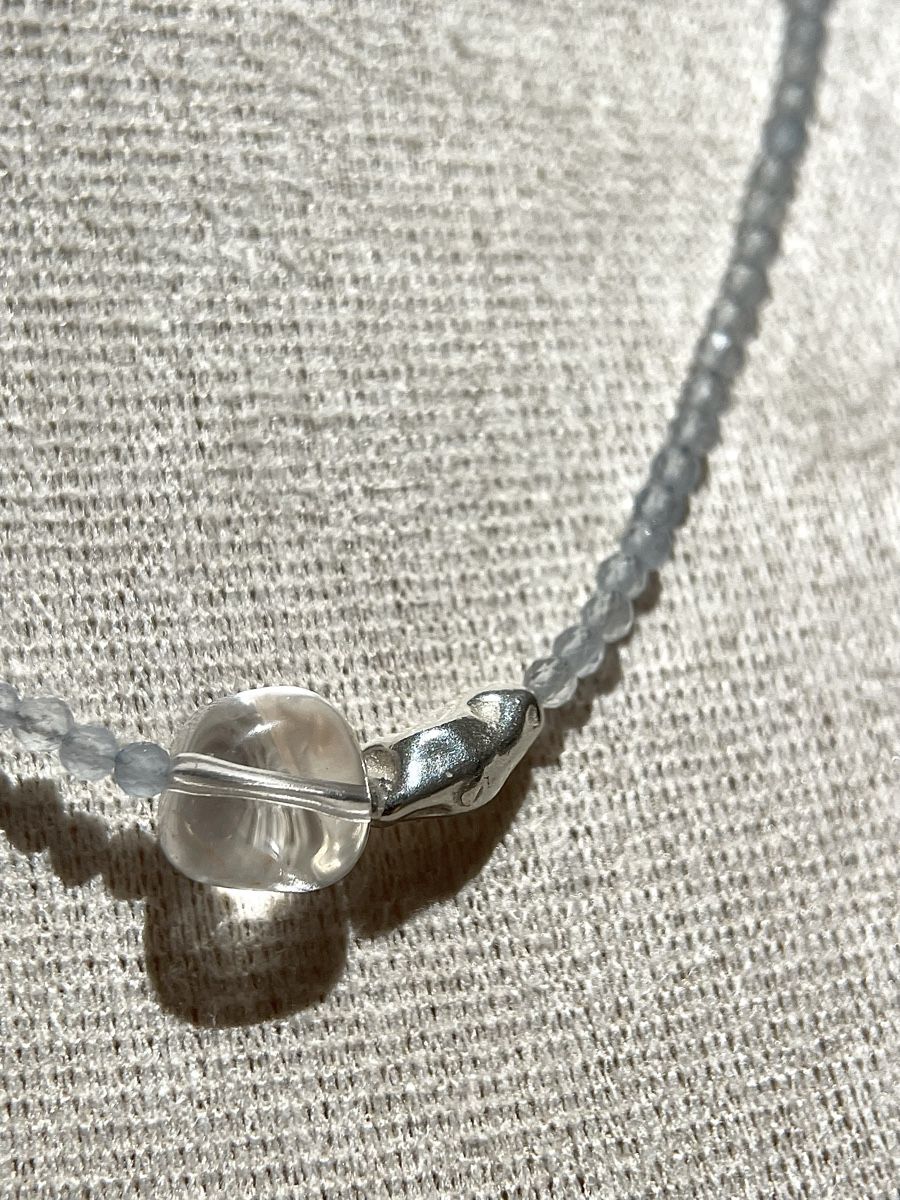 Catenine: 925er Silber Aquamarin-Halskette, ca. 45 cm. – Nuovo e nell'imballaggio originale da Schiers venduto da sisikristall 2