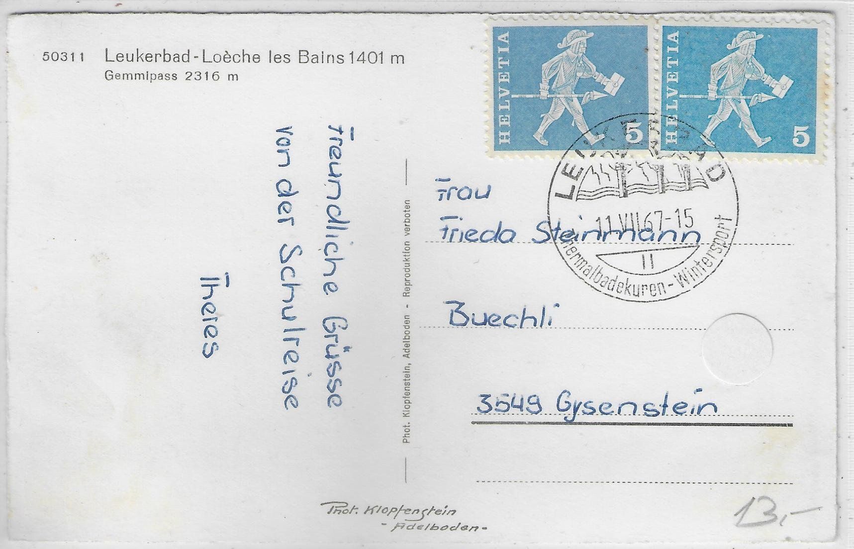 Cartoline postali: Leukerbad-Loeche des Bains - Photo: E. Gyger – Usato da Ettingen venduto da Kartenplanet 1