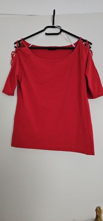 Rotes Damen Sommer Shirt mit Cut-Outs, Grösse 42