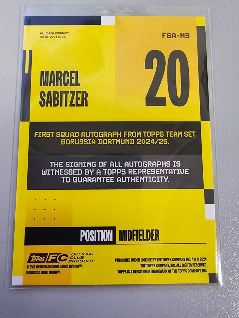 Topps Carte collezionabili: 24-25 Topps BVB autograph First Squad/50 Marcel Sabitzer – Usato da Arth venduto da Web_air1 1