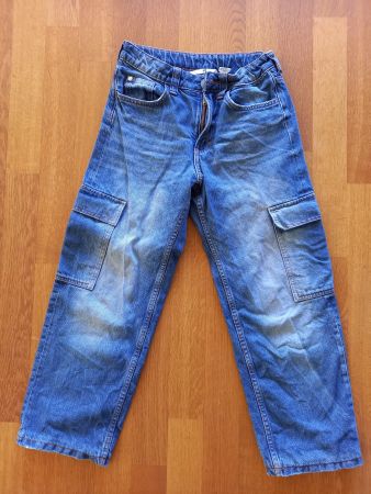 H&M Loose Fit Jeans blau gefüttert Grösse 140