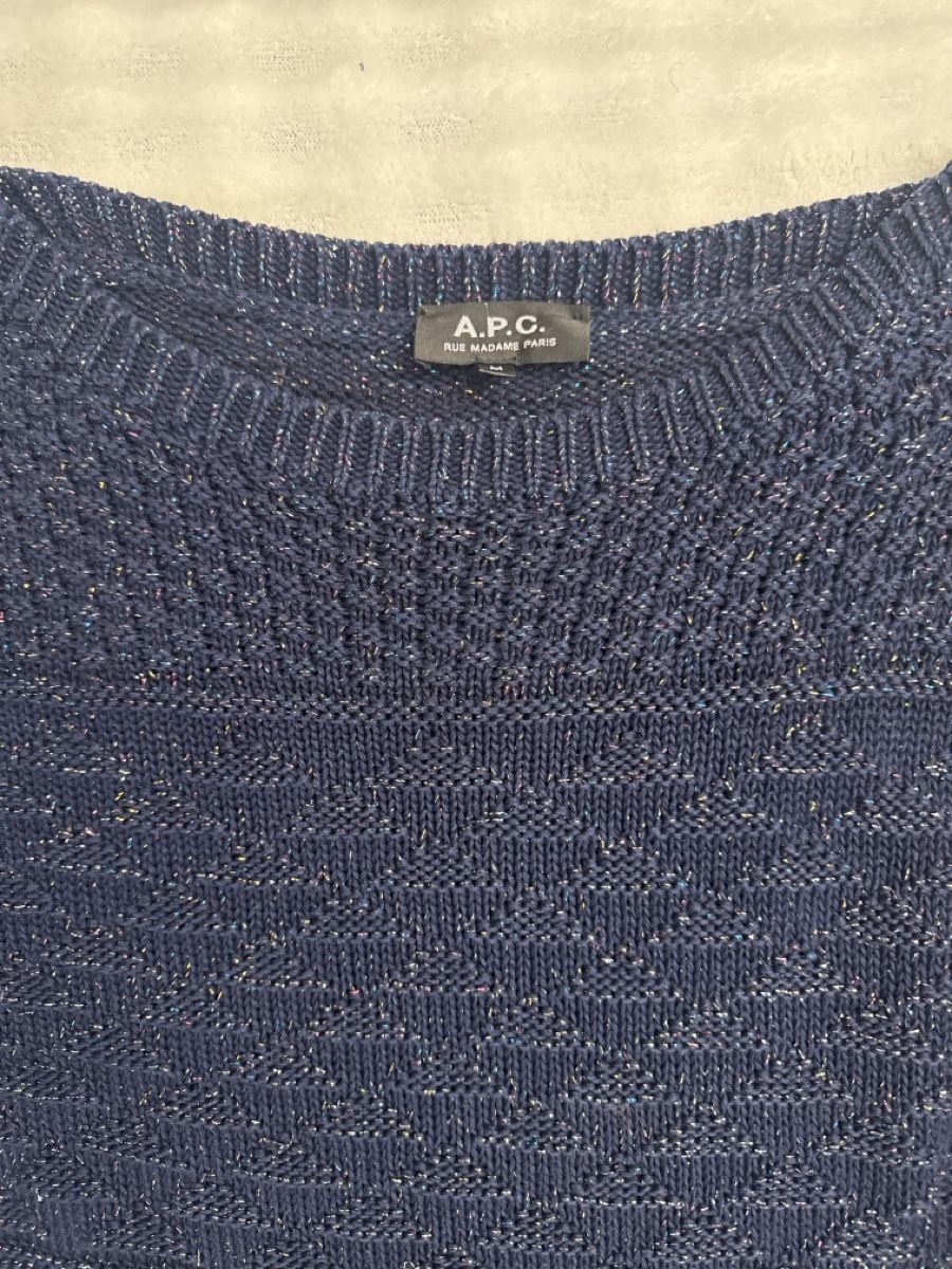 Apc Maglioni & Felpe: Pull A.P.C. bleu en coton maille texturée taille M – Usato da Genève venduto da Cicin 2