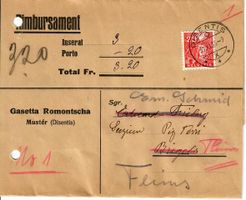 Brief, Gasetta Romontscha Mustér - Disentis  1935