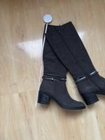 Bottes hautes aspect daim gris, taille 37 parfaites!