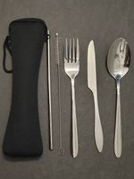 Besteckset mit Trinkhalm für unterwegs