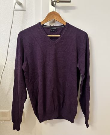 Massimo Dutti Herren Pullover Baumwolle Kaschmir lila Gr. M