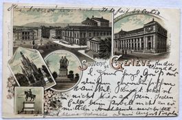 Antike Postkarte - Litho - "Souvenir de Genève" - 1897
