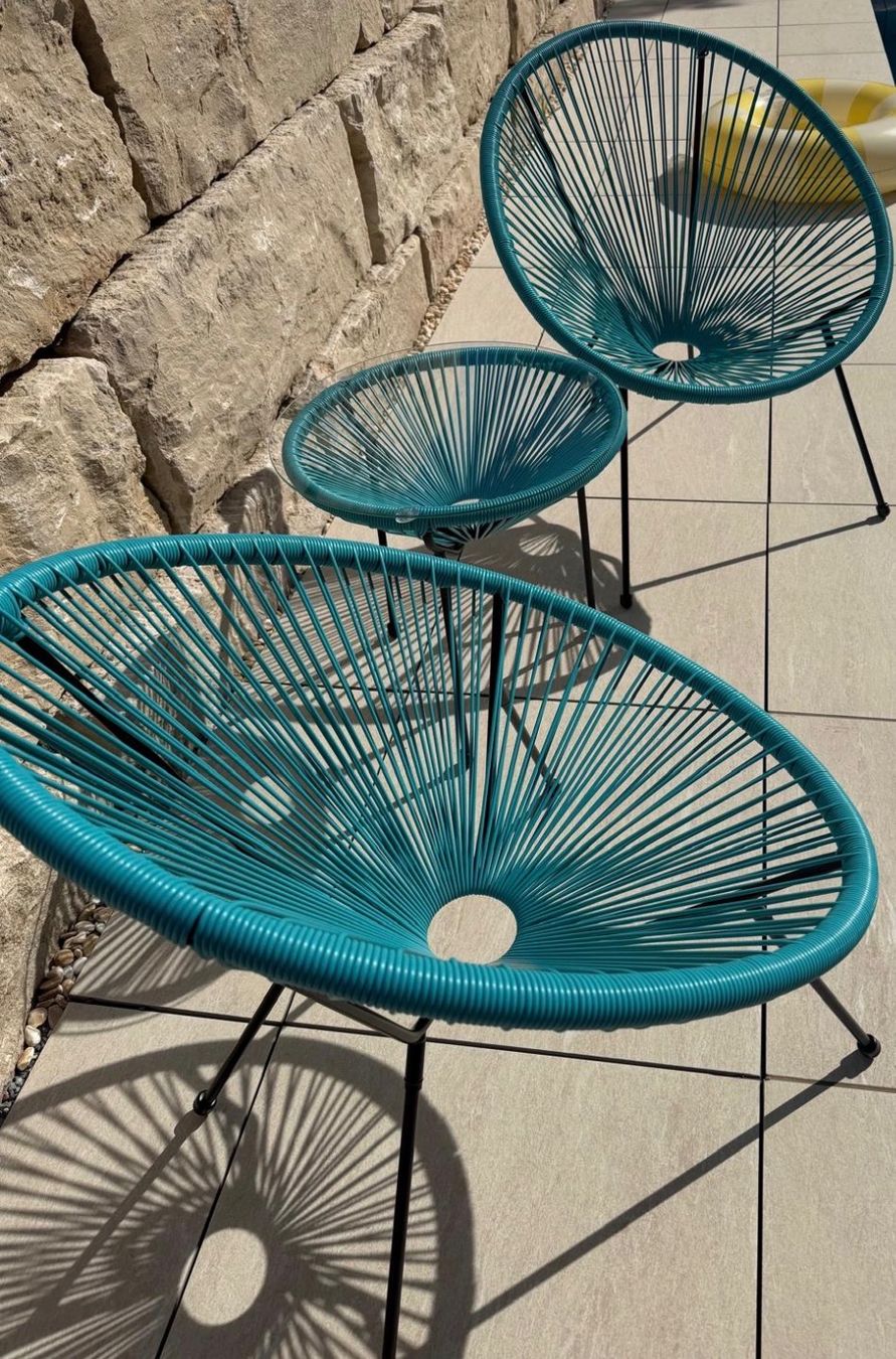 Sedie: Spaghetti-Gartenstuhlset "Acapulco" türkis – Nuovo (secondo la descrizione) da Galgenen venduto da Walsi87 1