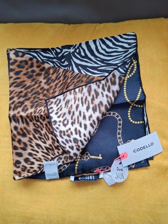 Foulard soie env. 50cm × 50cm motifs animaux neuf