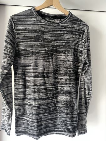 Langarmshirt grau schwarz meliert Gr. XS