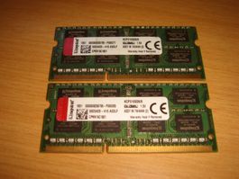 2 stück 8gb ddr3 12800 (1600) 1.5v sodimm für laptop
