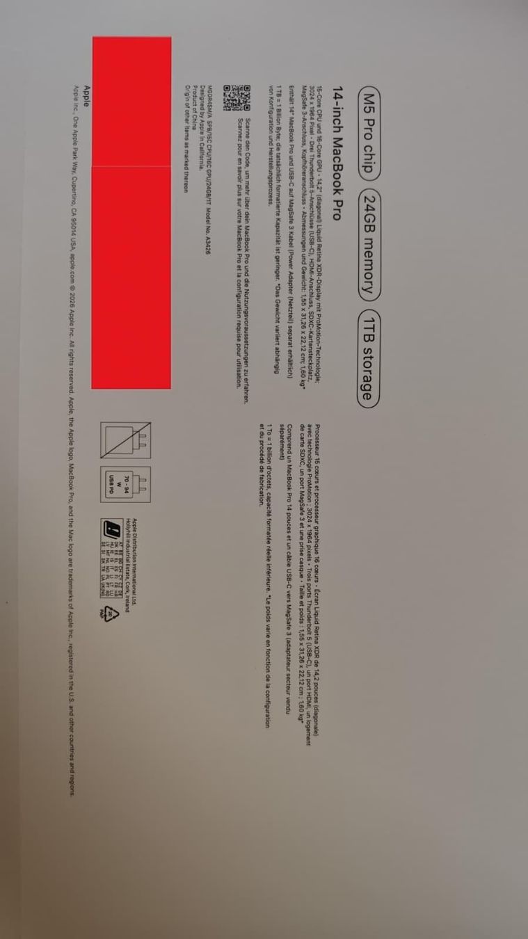 Apple Notebook: Macbook pro m5 pro 24Go/1To – Nuovo (secondo la descrizione) da Genève venduto da oka_h6ts 5