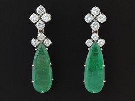 Antike Ohrringe  Naturlichen Diamanten und Smaragd Raritat
