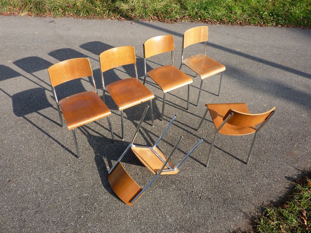 6 Stühle Holzstühle Stapelstühle Seminarstühle stapelbar 1