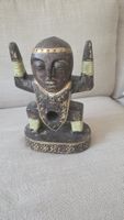 Holzfigur Buddha-Statue sitzend mit erhobenen Armen Deko