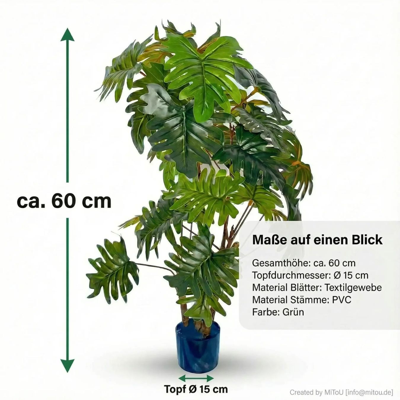 Piante & sementi: HST Kunstpflanze Eichblat-Philodendron Kunstpalme Kunstblume – Nuovo e nell'imballaggio originale da Hess.-Lichtenau venduto da hst_sicherheit 7