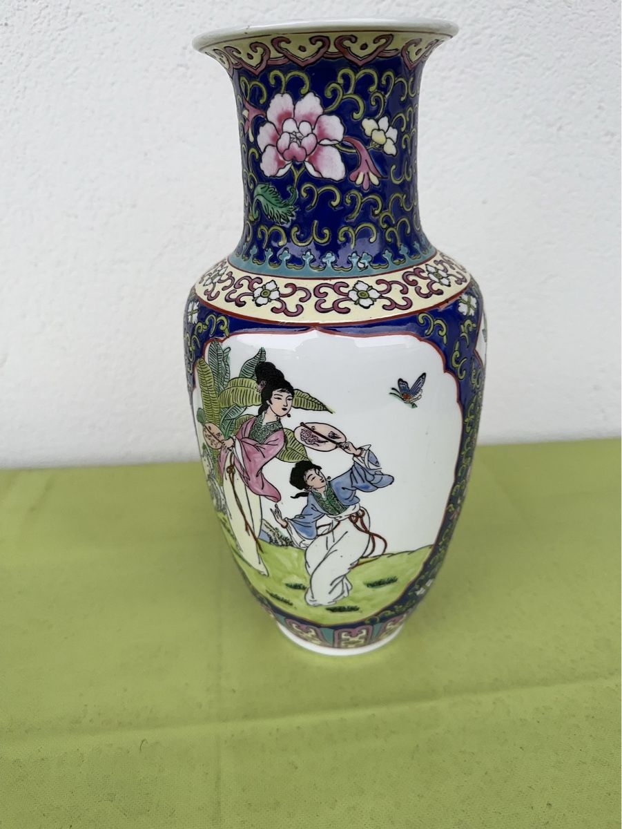 Vasen & Gefässe: Vase chinois peint à la main 33cm haut. – Gebraucht aus Lausanne von artnouveau04