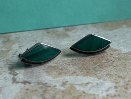 Ohrstecker 925 Malachit grün Vintage