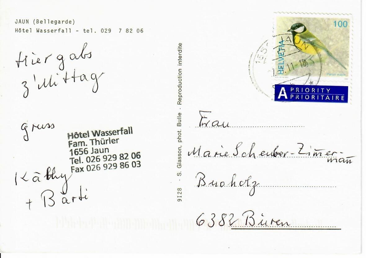 Cartoline postali: Hotel Wasserfall - Jaun – Usato da Hochdorf venduto da Ziegel-16 1