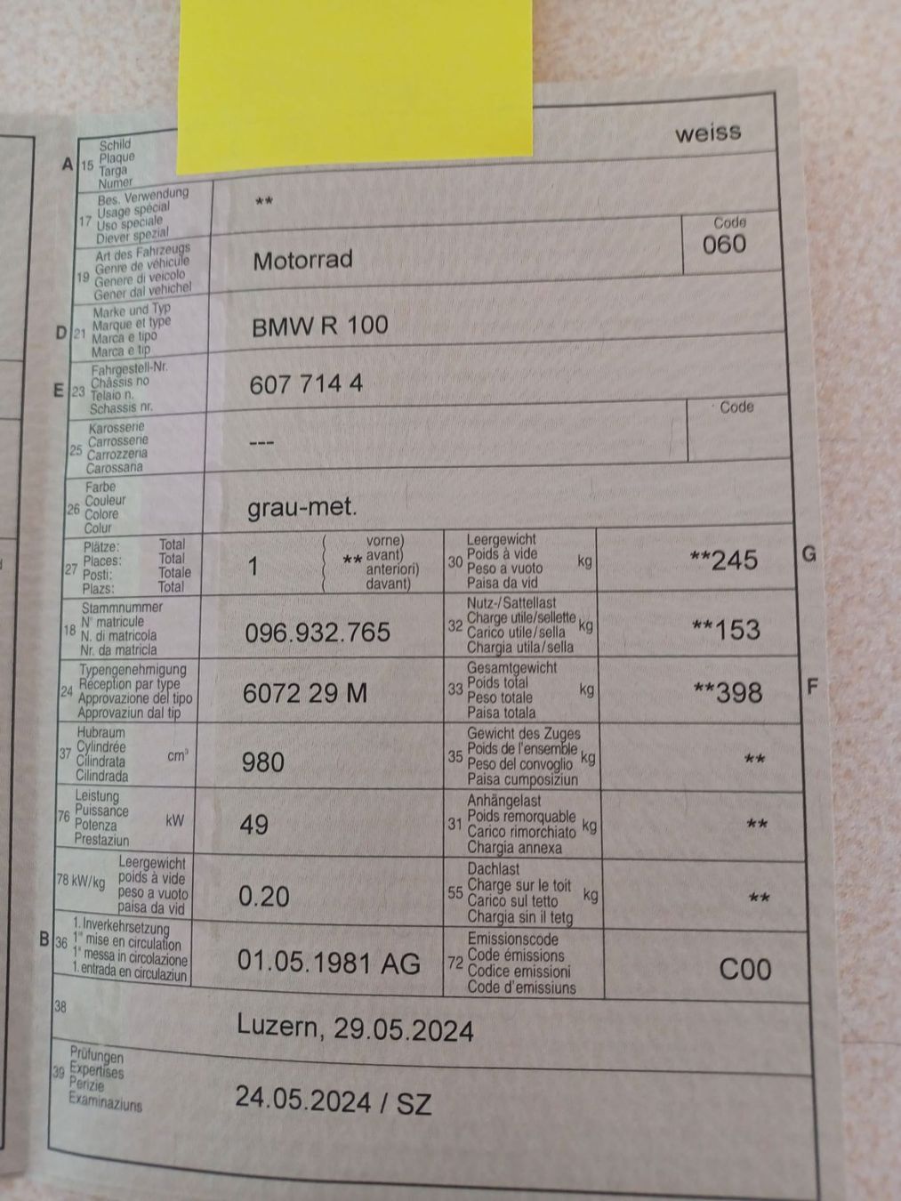 BMW Strada: BMW R100 1981 – Usato da Muri AG venduto da orchero99 8