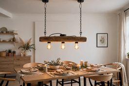 Rustikale Balkentisch-Lampe 60cm - Altholz Hängelampe