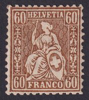 60Rp. Sitzende Helvetia Nr. 35 ungebraucht * Kat: 2000.-