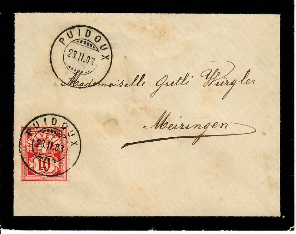 Tutti i francobolli: Brief Puidoux 1903 – Usato da Hochdorf venduto da Ziegel-16