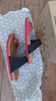 Comfortfüsse Sandalen schwarz/rot Leder + Kork