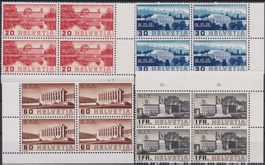 1938, Nr.211-214 (Gebäude) Viererblöcke postfrisch. K: 100.-