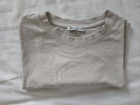 Zara Basic Shirt, Beige, Gr. S, Crop-Top, Sommer Must-Have