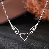 Edelstahl Halskette mit "Herz mit Flügel" Anhänger in SILBER